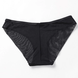 Culotte en maille noire respirante à taille basse avec texture mesh et fond coton