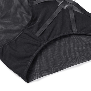 Culotte sexy en maille noire transparente pour femme avec doublure en coton respirant