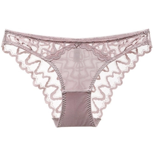 Women French Sexy Lace Mesh Panties Low Waist Transparent Floral Briefs With Cotton Crotch Comfortable Breathable Underwear