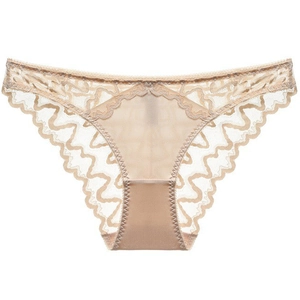 Lace French style low-rise seamless underwear for women in beige mesh fabric