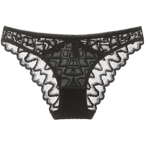 French style sexy black floral lace panties with seamless low waist and mesh design