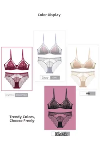 Spitzenunterwäsche-Set in Burgund, Grau, Hautfarben und Schwarz mit Blumenstrukturen