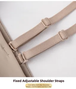 Detail of 1cm wide adjustable anti-slip bra straps in beige with textured finish