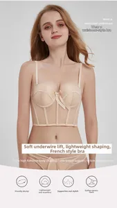 Detail of nude French corset bra with 15cm side boning and soft wire support structure