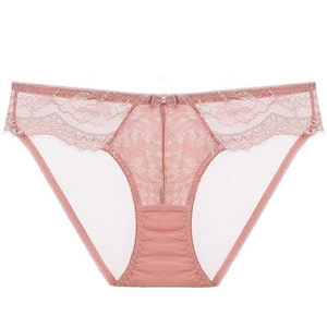 Roze bloemen kant onderbroek voor dames met satijnen strik en wimperkant trim