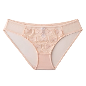 French Sexy Lace Panties For Women Ultra Thin Breathable Butterfly Embroidery Low Waist Mesh Briefs Cotton Crotch Lingerie