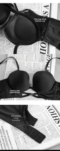 Détails du soutien-gorge push-up noir avec bonnets sans couture et double agrafage sécurisé