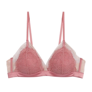 French lace bralette in dusty rose featuring soft triangle cups and eyelash lace details