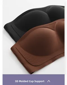 Close-up of 3D molded cups and seamless texture on strapless push-up bras