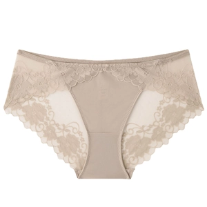 Culottes en Dentelle Florale Sexy pour Femmes Taille Basse Respirant Sous-Vêtements Bikini Ajouré Avec Entrejambe en Coton Lingerie