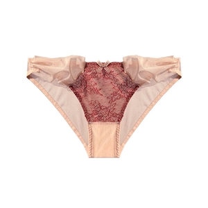 Culottes en Dentelle Sexy Française pour Femmes Ultra Minces Respirantes en Maille Transparentes avec Nœud Taille Basse Sous-vêtements