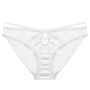 Culotte en satin blanc pour femmes avec nœud en dentelle et design taille creuse