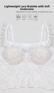 Détail du soutien-gorge en dentelle blanche avec armature souple et volants