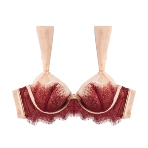 Soutien Gorge Et Culotte Sexy Français En Dentelle De Cils Ultra Mince Pour Femmes Respirant Réducteur Push Up Armatures Lingerie