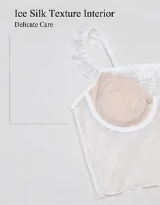 Bralette en dentelle blanche de style français avec doublure en soie glacée fraîche