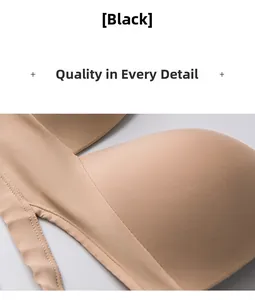 Dettaglio del bordo del reggiseno a triangolo nero senza cuciture con punti fini