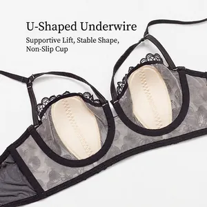 French lace bra with U-shaped soft underwire for lifting and stable support
