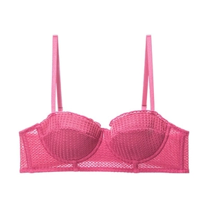 Soutien-gorge push-up en dentelle magenta brillant avec maille nid d'abeille et bretelles réglables