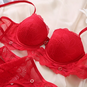 Détails de broderie florale en dentelle rouge et bordure de cils sur cet ensemble