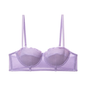 Soutien-gorge balconnet en dentelle française violet clair avec motifs géométriques