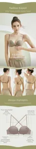 Vues détaillées du soutien-gorge push-up sans couture avec agrafe avant et dos croisé doux