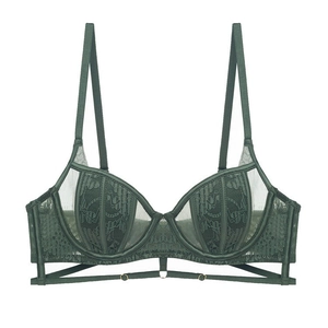 French Sexy Lace Mesh Bra For Women Minimizer Thin Cup Soft Underwire Push Up Lingerie Big Bust Looks Smaller Support Lingerie