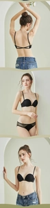 Vues détaillées d'un soutien-gorge noir sans couture à fermeture frontale et dos nageur