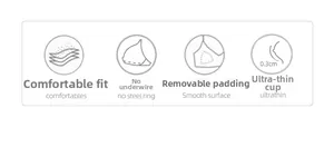 Detail of 0.3cm ultra-thin bra cup with wireless design and removable padding