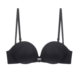 Soutien-gorge push-up sans couture noir à fermeture avant et bretelles réglables