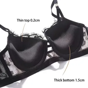 French lace push-up bra featuring 1.5cm thick padded cups for natural lift and support