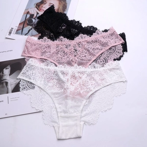 Women Sexy Lace Panties Hollow Out Low Waist Briefs Breathable Floral Mesh Lingerie Elegant Soft Hip Lift Underwear