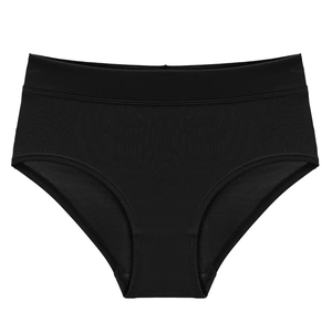 Seamless high waist cotton crotch panties in solid black for smooth lifting comfort