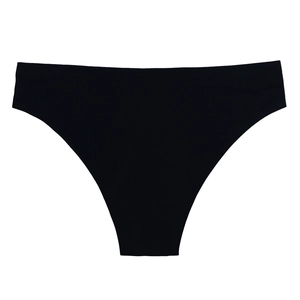 Culotte sans couture en soie glacée noire avec bords lisses et entrejambe coton