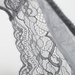 Lace panties for women with high waist breathable floral eyelash lace and grey embroidery