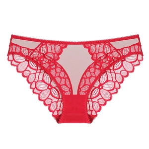 Damen Sexy Spitze Blumen Unterhosen Niedrige Taille Transparent Netz Patchwork Slips Atmungsaktive Unterwäsche Mit Baumwollzwickel