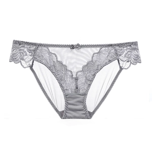 Women Sexy Lace Mesh Panties Low Waist Breathable Hollow Out Briefs With Bow Decoration Hip Lift Lingerie Underwear