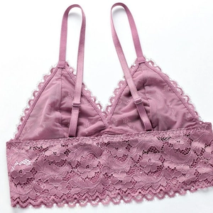 Französisches Spitzen-Bralette-Set in Altrosa mit verstellbaren Trägern und Wimpernspitze