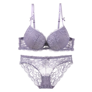 Women Sexy Lace Lingerie Set Deep V Push Up Bra And Panty Set Floral Elegant Nylon Underwear For Daily Dating Wedding