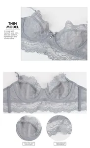 Gros plan sur le soutien-gorge en dentelle cil avec des broderies florales délicates