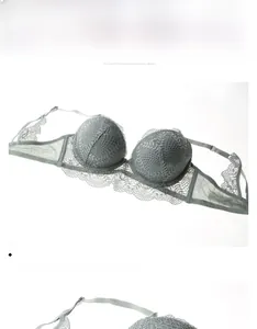 Vue détaillée du soutien-gorge en dentelle française avec broderies et bonnets en V