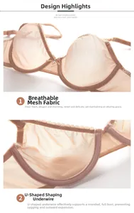 Detail of sheer mesh lingerie showing breathable fabric and U-shaped supportive underwire