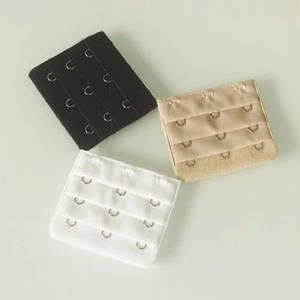 Three-piece set of 3-row 3-hook bra extenders in black, white, and nude colors