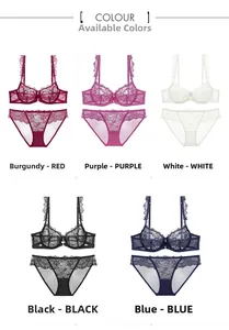 Ensemble soutien-gorge et culotte en dentelle disponible en cinq couleurs variées