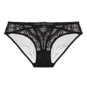 Sexy schwarze Damen-Spitzenunterwäsche mit floralem Muster und atmungsaktivem Mesh-Gewebe