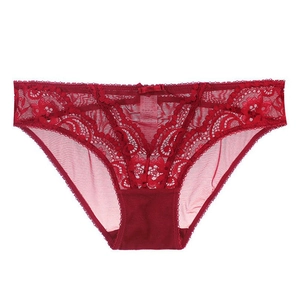 Damen Sexy Spitze Unterhosen Transparent Netz Niedrige Taille Slips Blumen Schleife Atmungsaktiv Komfort Lingerie Für Damen