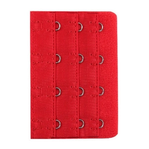 Red 4-row elastic bra extender with durable metal hooks for extra comfort