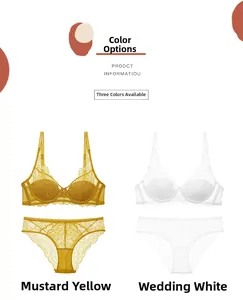 Detailed comparison of lace lingerie sets in ginger yellow and wedding white tones