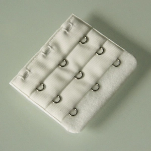 Three-row three-hook white bra extender with soft fabric and durable metal hooks