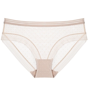Culotte en maille transparente et dentelle à pois avec taille élastique triple