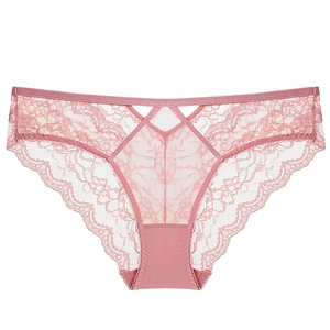 Women French Sexy Lace Panties Hollow Out Floral Embroidery Underwear Breathable Cotton Crotch Low Waist Briefs Bowknot Lingerie